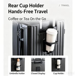 Expandable Trolley Suitcase – ABS/PC Hard Shell with Cup Holder & Silent Wheels
