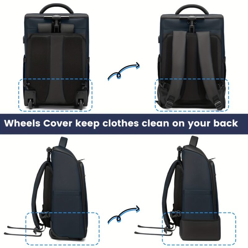 Rolling Backpack Trolley – Laptop Backpack & Carry-On Suitcase