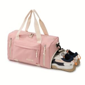 Color-Block Sports Travel Bag – Dry & Wet Separation with Shoe Compartment