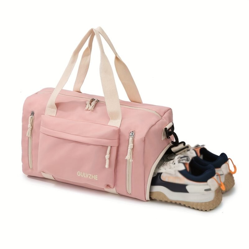 Color-Block Sports Travel Bag – Dry & Wet Separation with Shoe Compartment