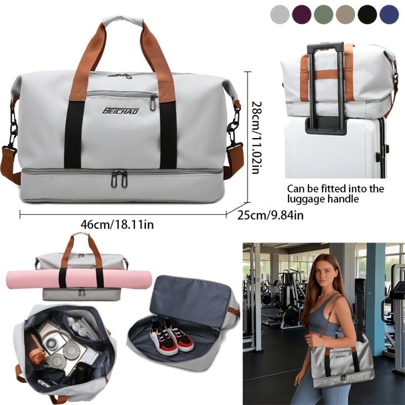 Oxford Fabric Fitness Travel Bag – Large Capacity with Shoe Compartment