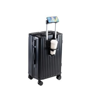 Expandable Trolley Suitcase – ABS/PC Hard Shell with Cup Holder & Silent Wheels