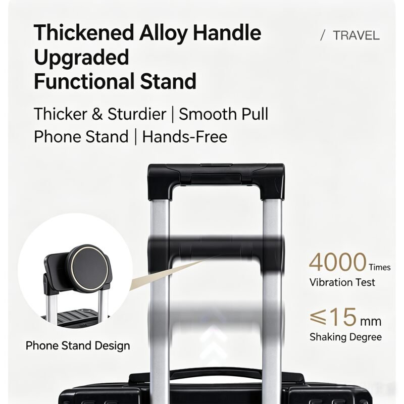 Expandable Trolley Suitcase – ABS/PC Hard Shell with Cup Holder & Silent Wheels