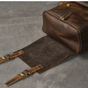 Vintage Genuine Leather Backpack – Large Capacity Hiking Bag