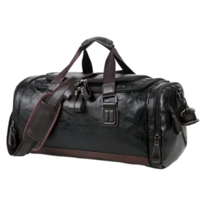 Genuine Leather Travel Duffel Bag – Water-Resistant Gym & Business Bag