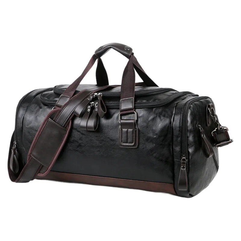 Genuine Leather Travel Duffel Bag – Water-Resistant Gym & Business Bag