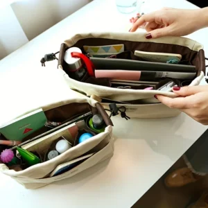 Canvas Drawstring Storage Bag – Lightweight Multi-Pocket Travel Organizer