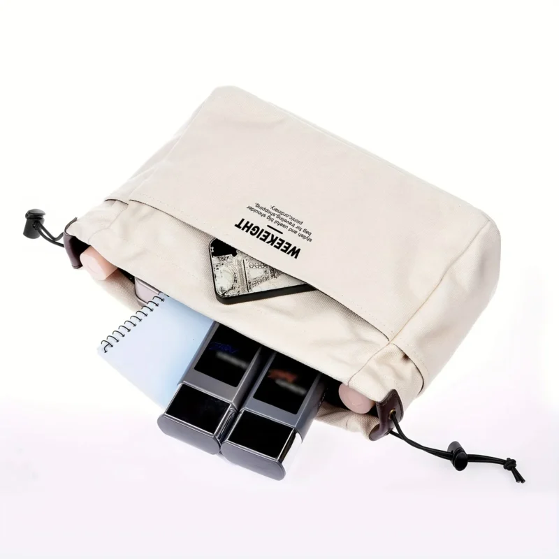 Canvas Drawstring Storage Bag – Lightweight Multi-Pocket Travel Organizer