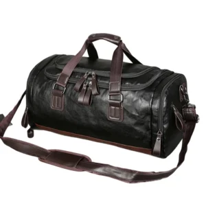 Genuine Leather Travel Duffel Bag – Water-Resistant Gym & Business Bag