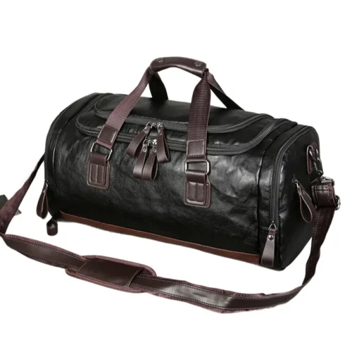 Genuine Leather Travel Duffel Bag – Water-Resistant Gym & Business Bag