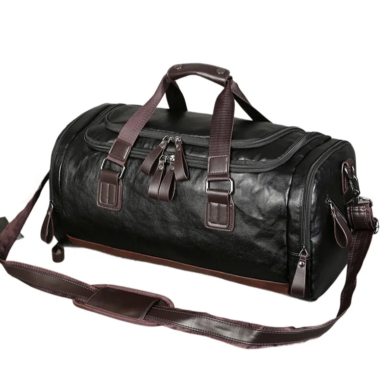 Genuine Leather Travel Duffel Bag – Water-Resistant Gym & Business Bag