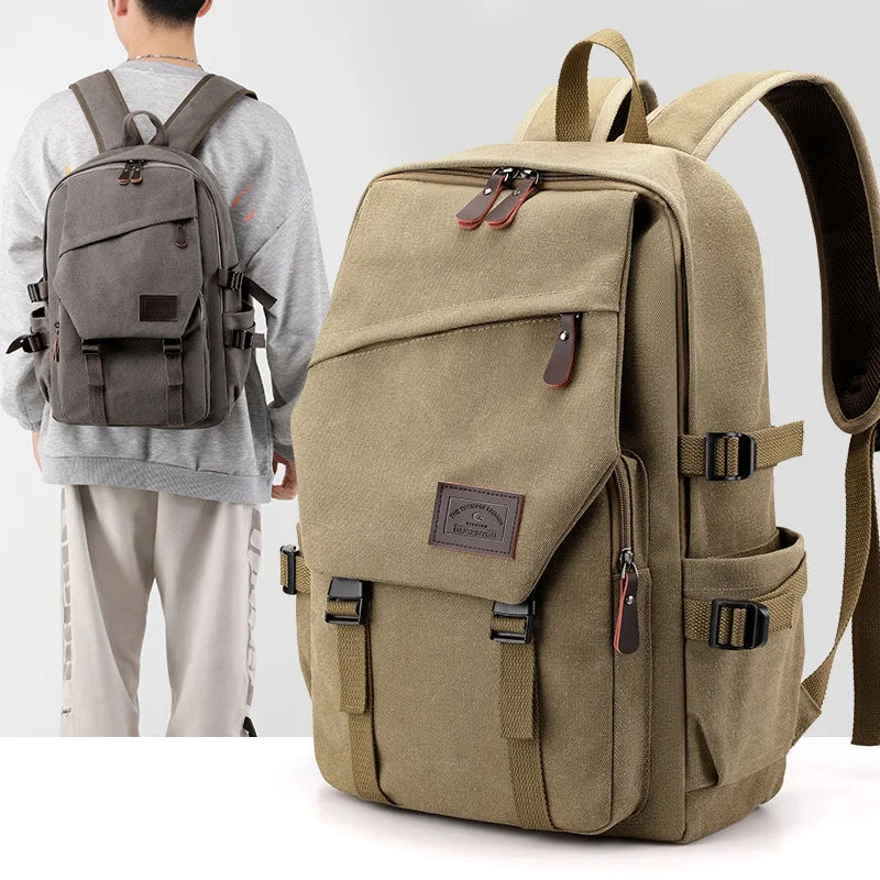 Men’s Canvas Travel Backpack – Large Capacity Outdoor Daypack