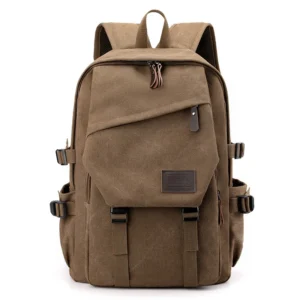 Men’s Canvas Travel Backpack – Large Capacity Outdoor Daypack