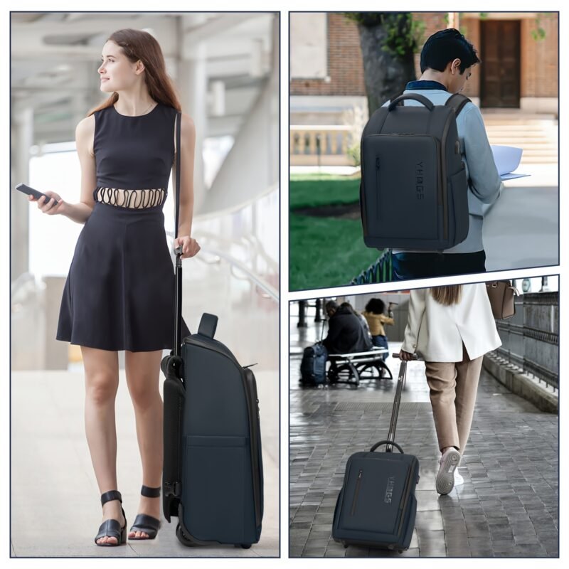 Rolling Backpack Trolley – Laptop Backpack & Carry-On Suitcase