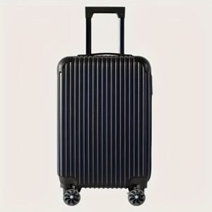 Modern Striped Carry-On Suitcase – Compact Luggage with Combination Lock