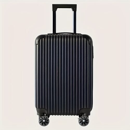 Modern Striped Carry-On Suitcase – Compact Luggage with Combination Lock