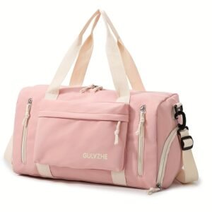 Color-Block Sports Travel Bag – Dry & Wet Separation with Shoe Compartment