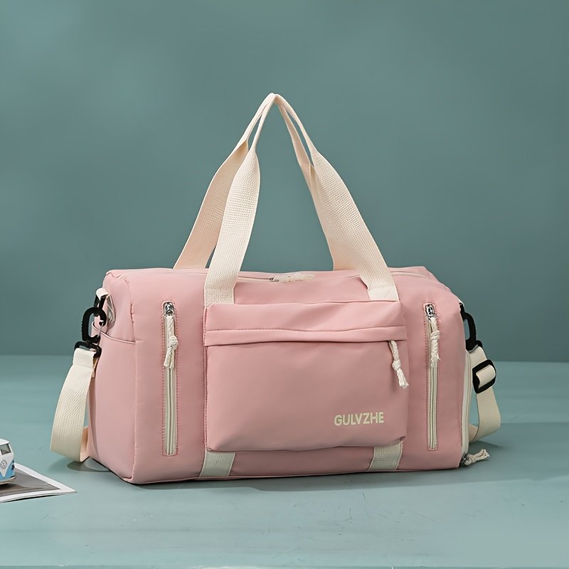 Color-Block Sports Travel Bag – Dry & Wet Separation with Shoe Compartment