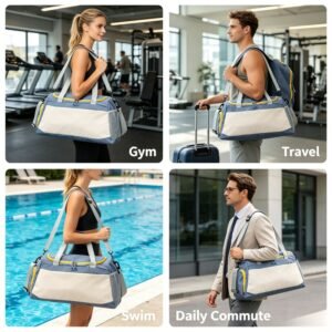 Color-Block Travel Tote Bag – Large Capacity Sports & Swimming Bag
