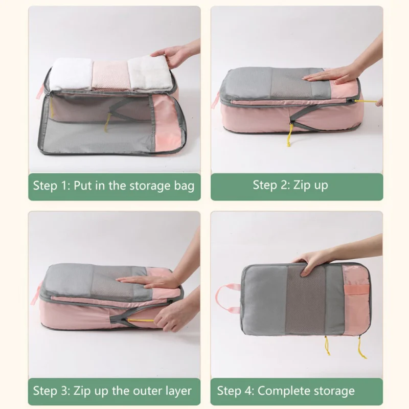 6-Piece Compression Packing Cube Set – Suitcase Organizer