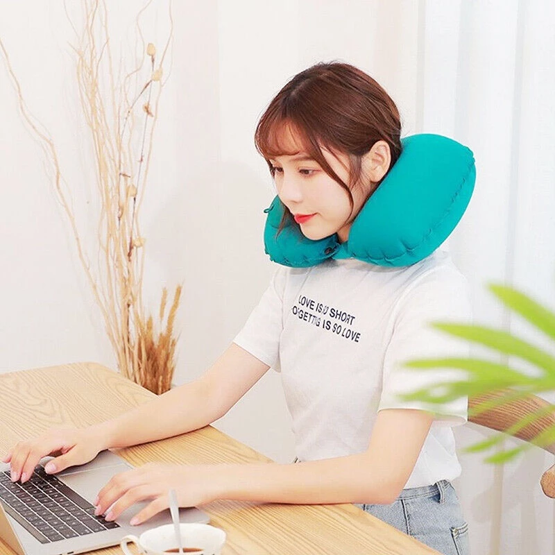 Automatic Inflatable Travel Neck Pillow – Breathable U-Shaped Cushion